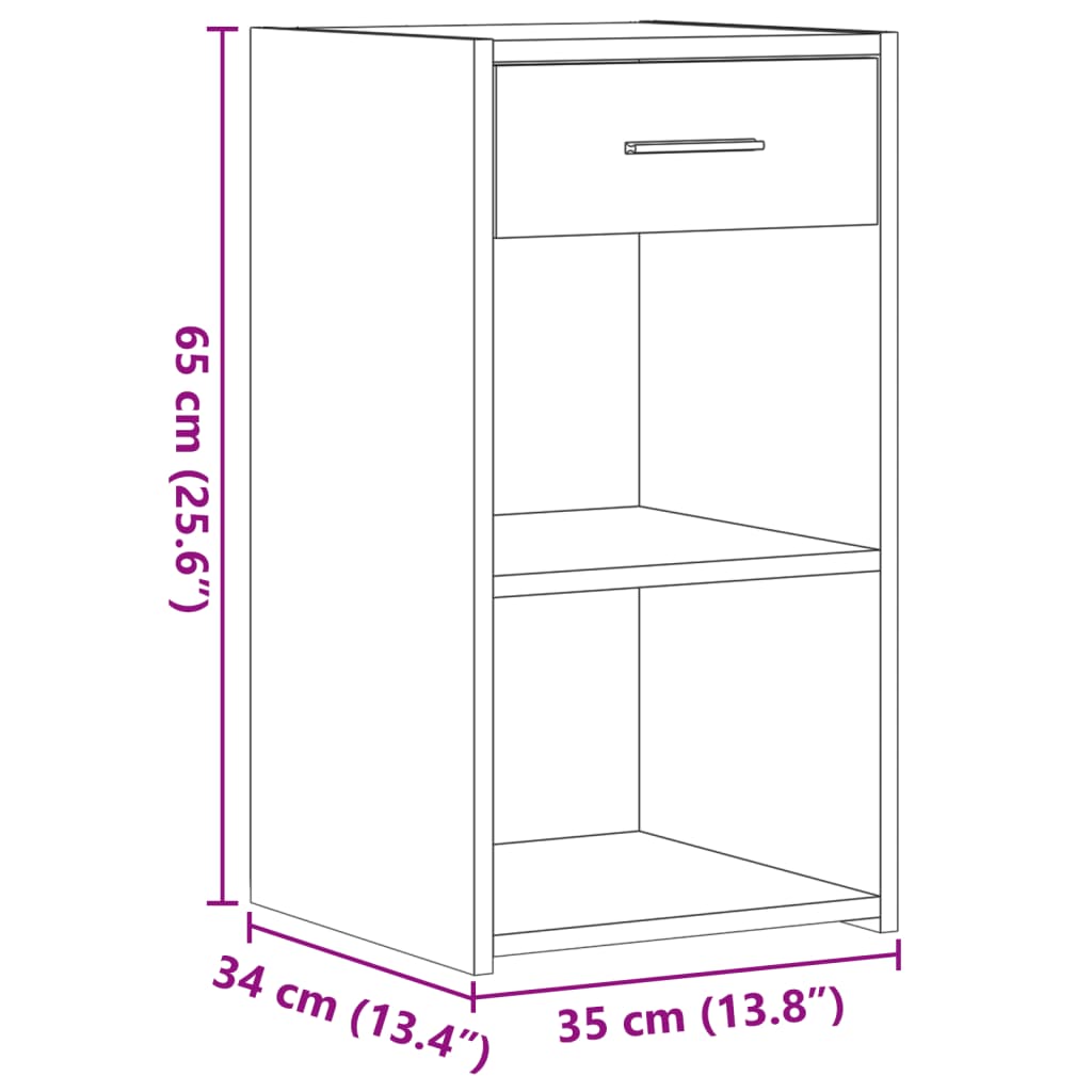 Nattbord 2 stk svart 35x34x65 cm konstruert tre