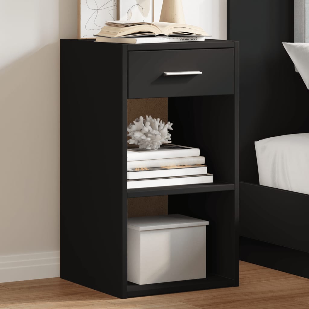 Nattbord 2 stk svart 35x34x65 cm konstruert tre