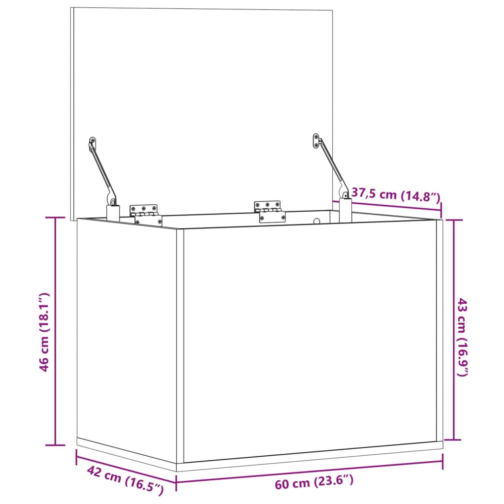 Oppbevaringsboks sonoma eik 60x42x46 cm konstruert tre