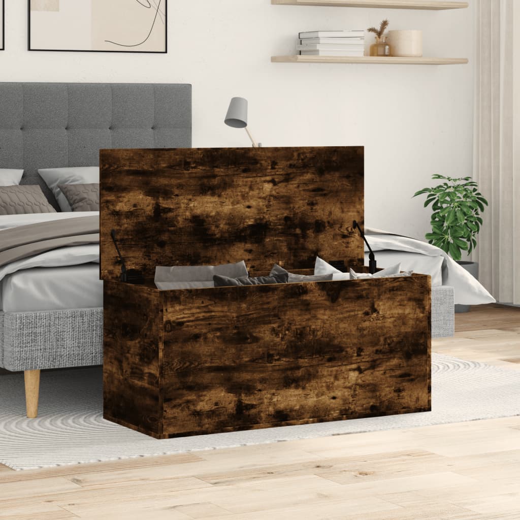 Oppbevaringsboks røkt eik 100x42x46 cm konstruert tre