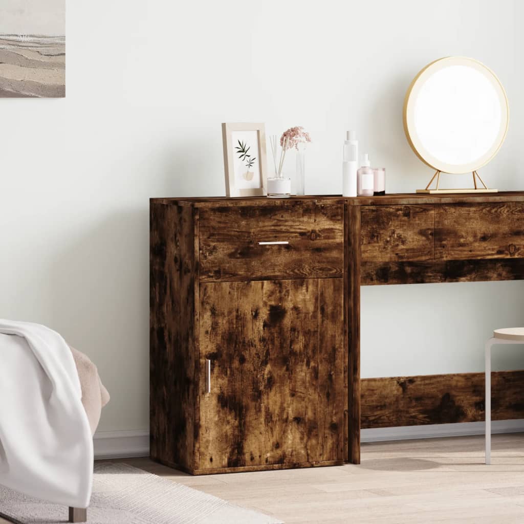 Oppbevaringsskap røkt eik 56,5x39x90 cm konstruert tre