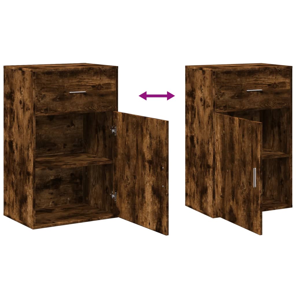 Oppbevaringsskap røkt eik 56,5x39x90 cm konstruert tre