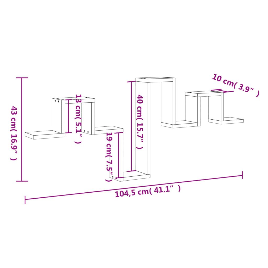 Vegghylle hvit 104,5x10x43 cm sponplate