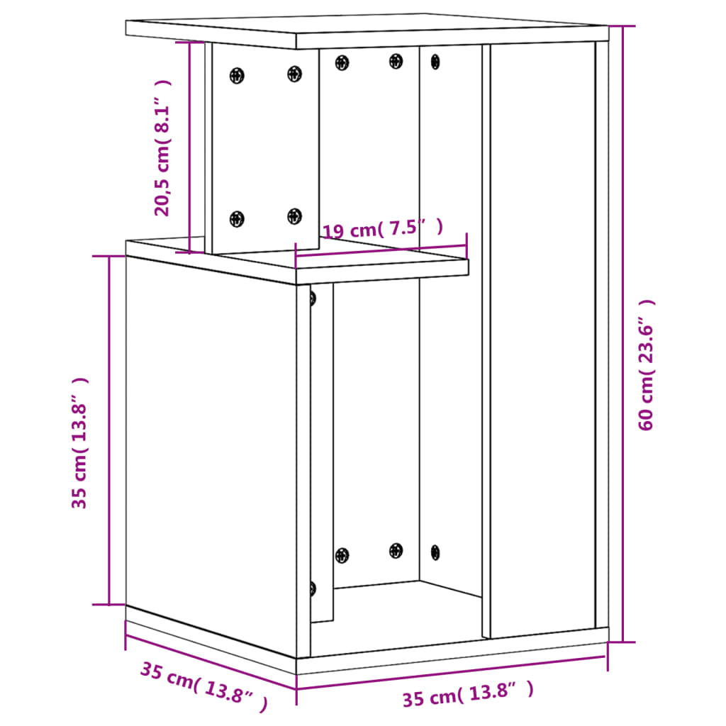 Sidebord svart 35x35x60 cm konstruert tre
