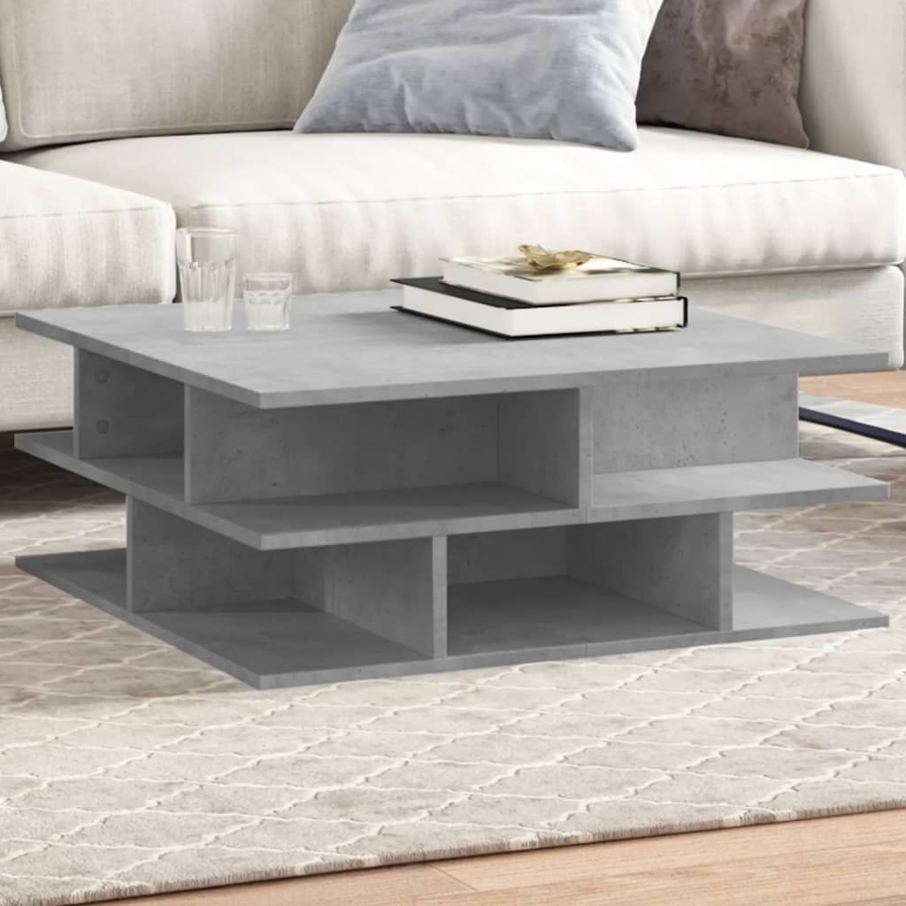 Salongbord betonggrå 70x70x29 cm konstruert tre