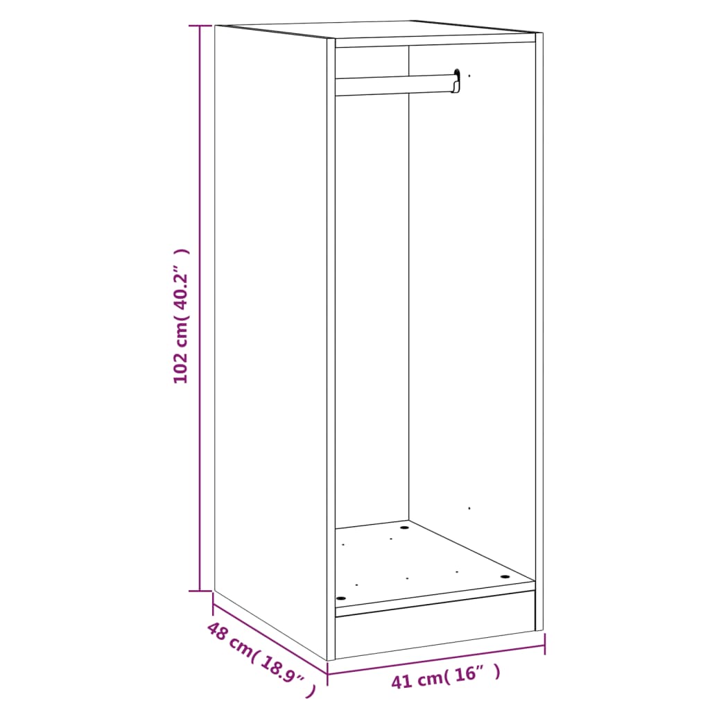 Garderobe røkt eik 48x41x102 cm konstruert tre