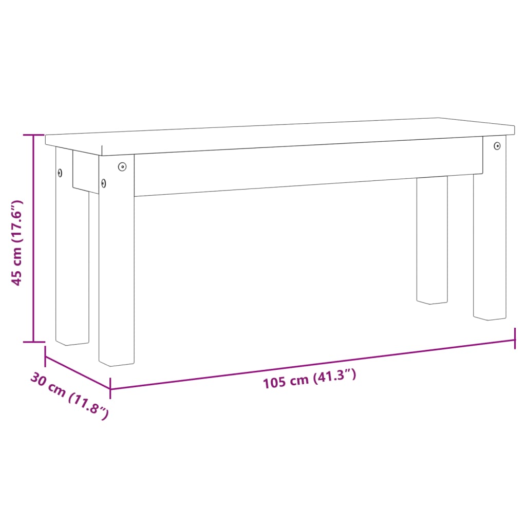 Skobenk PANAMA hvit 105x30x45 cm heltre furu