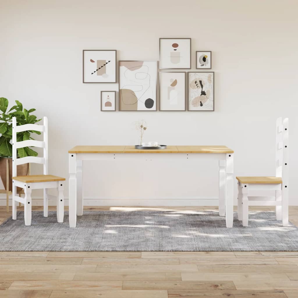 Spisebord Corona hvit 160x80x75 cm heltre furu