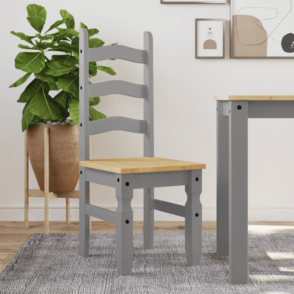 Spisestoler 2 stk Corona grå 42x47x107 cm heltre furu