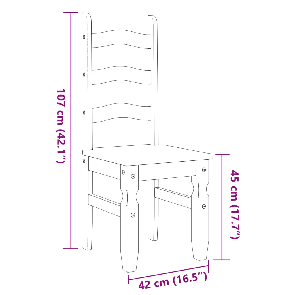 Spisestoler 2 stk Corona hvit 42x47x107 cm heltre furu