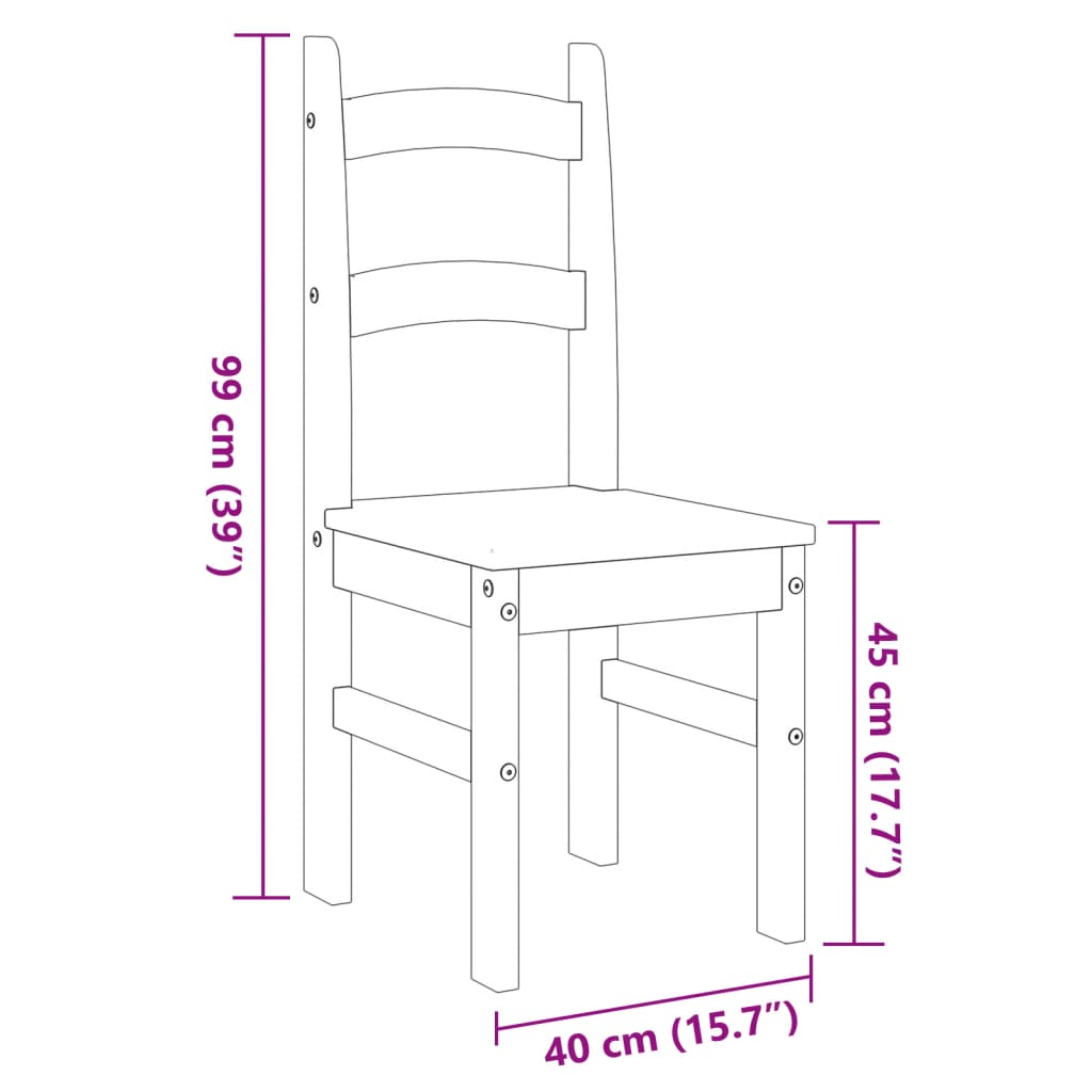 Spisestoler 2 stk 40x46x99 cm heltre furu