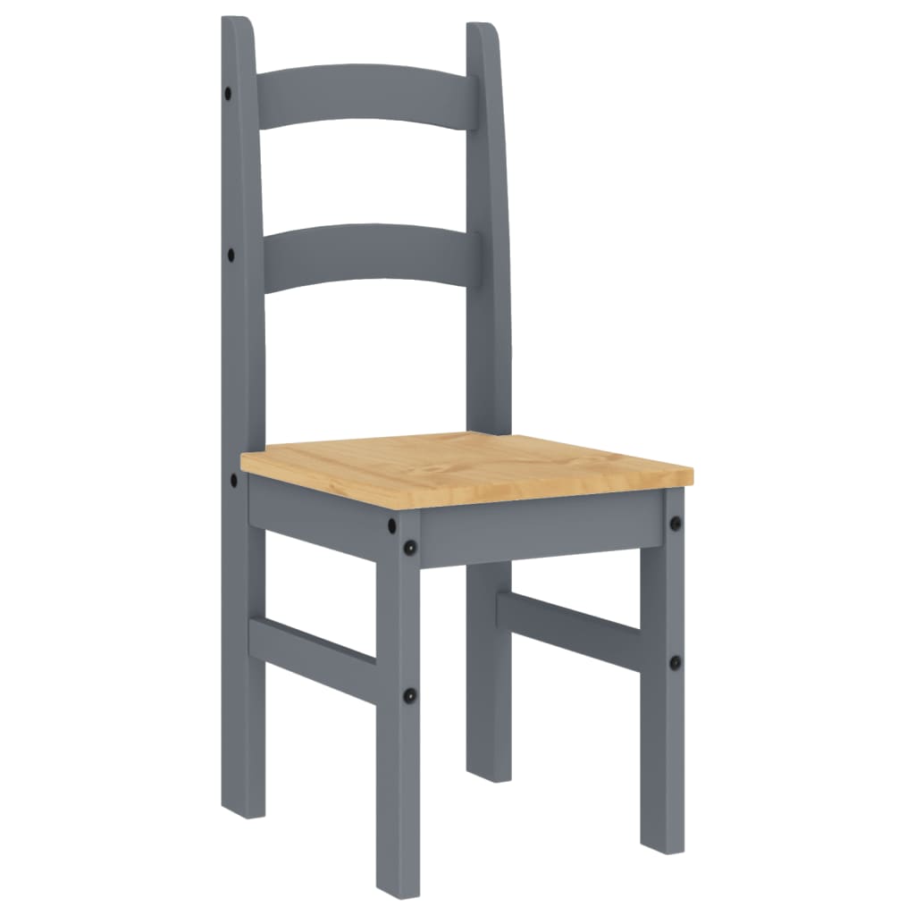 Spisestoler 2 stk grå 40x46x99 cm heltre furu