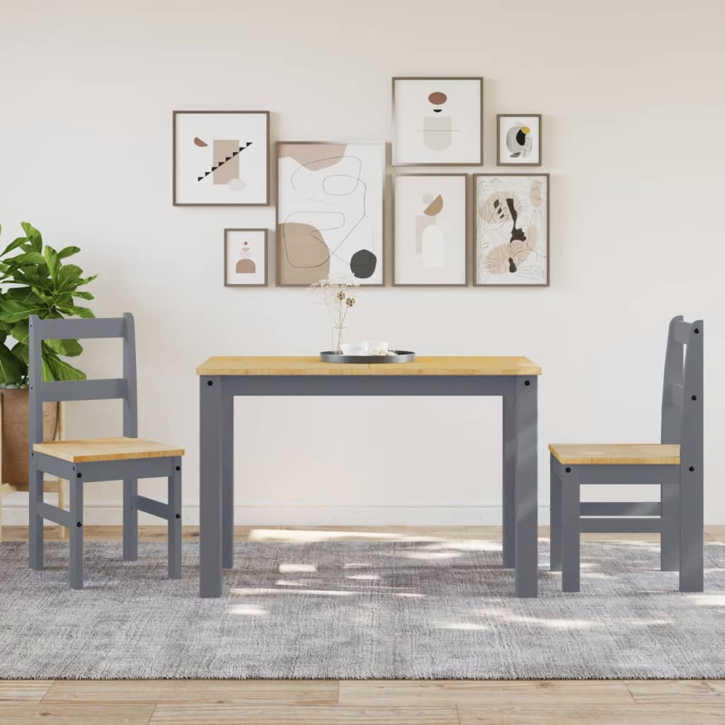 Spisestoler 2 stk PANAMA grå 40x46x90 cm heltre furu