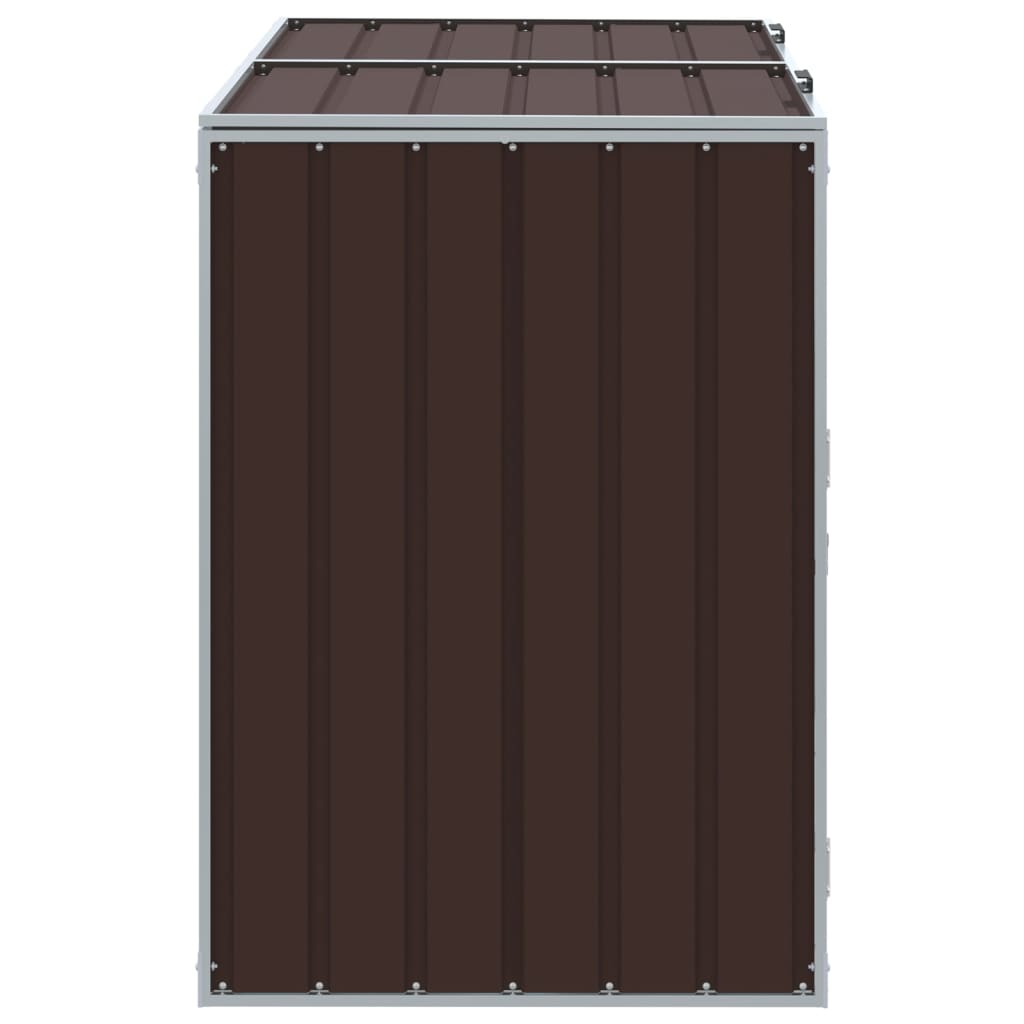 Søppeldunkskur for 2 dunker brun 144x81x113 cm Stål