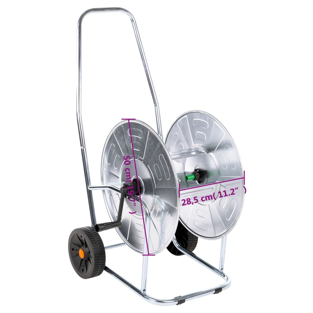 Slangetrommelvogn for 80 m 3/4" slange stål