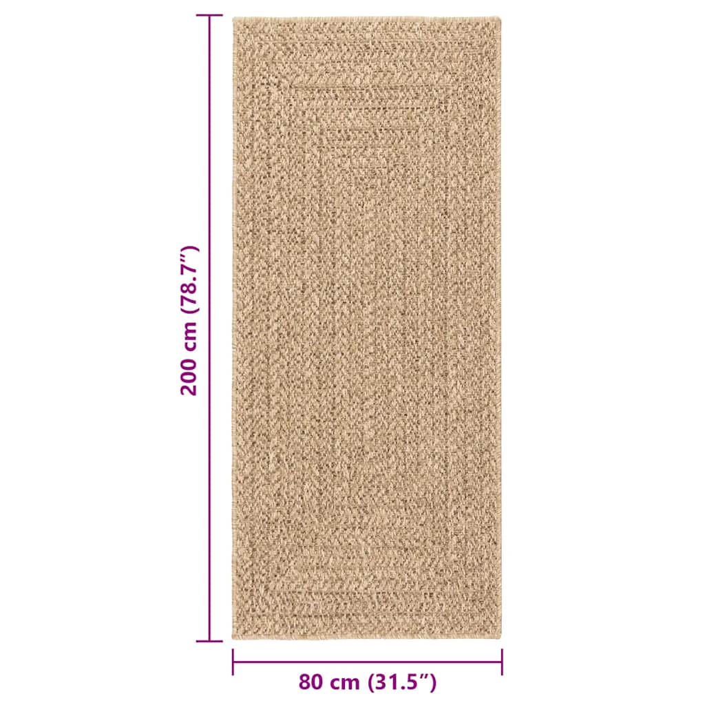 Teppe ZIZUR 80x200 cm jute-utseende innendørs og utendørs