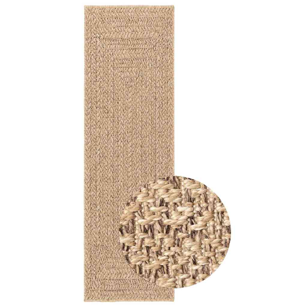 Teppe ZIZUR 80x250 cm jute-utseende innendørs og utendørs