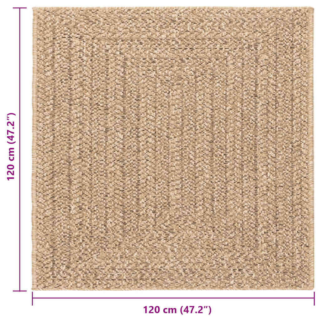 Teppe ZIZUR 120x120 cm jute-utseende innendørs og utendørs