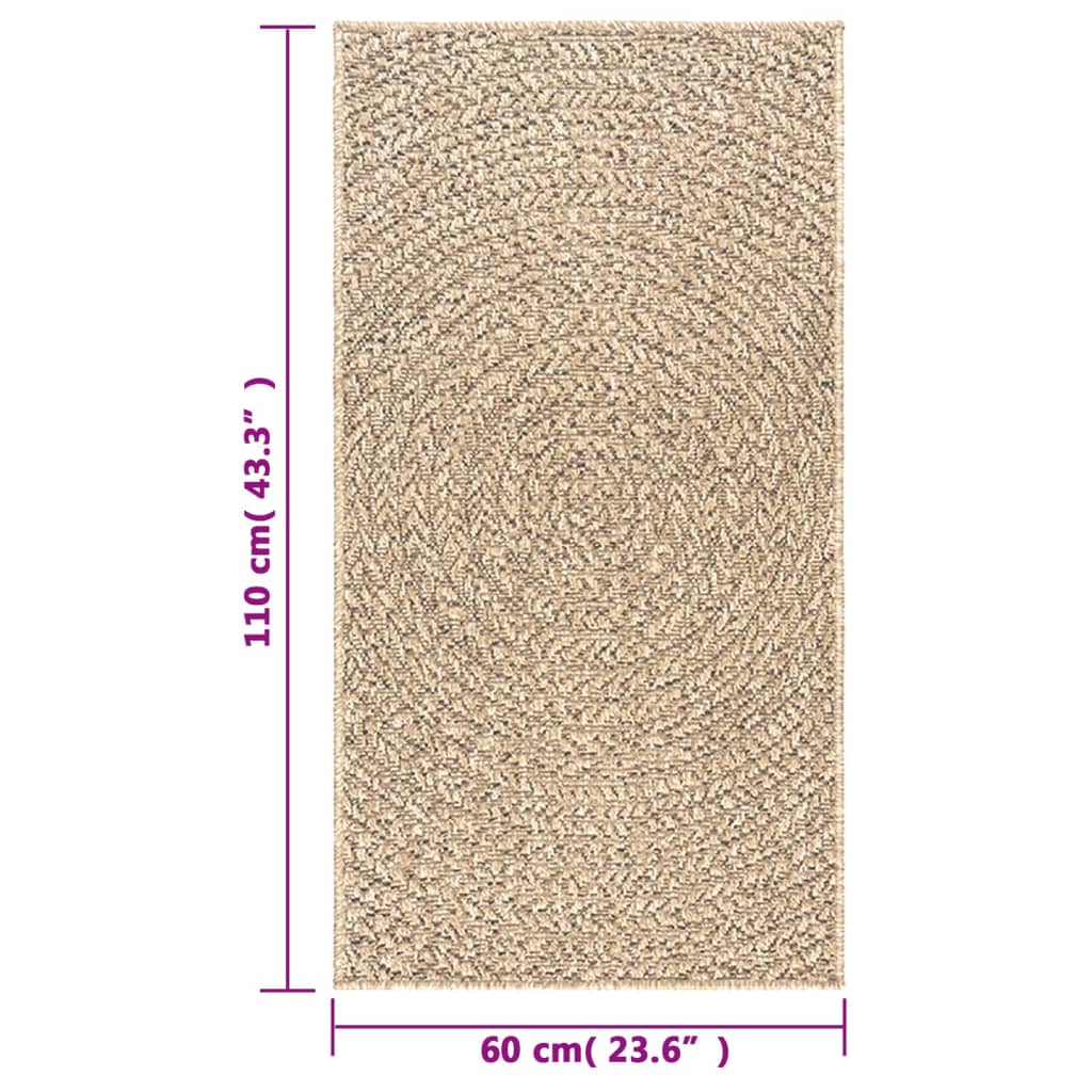 Teppe ZIZUR 60x110 cm jute-utseende innendørs og utendørs