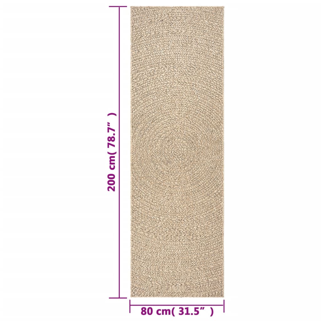 Teppe ZIZUR 80x200 cm jute-utseende innendørs og utendørs