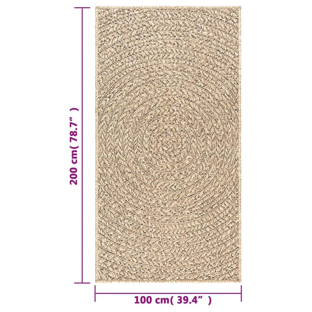 Teppe ZIZUR 100x200 cm jute-utseende innendørs og utendørs