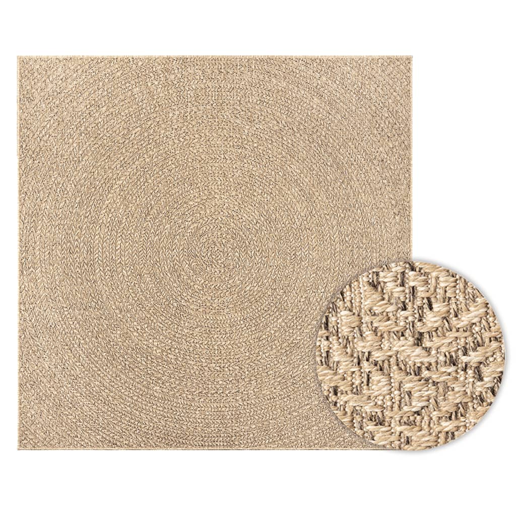 Teppe ZIZUR 120x120 cm jute-utseende innendørs og utendørs