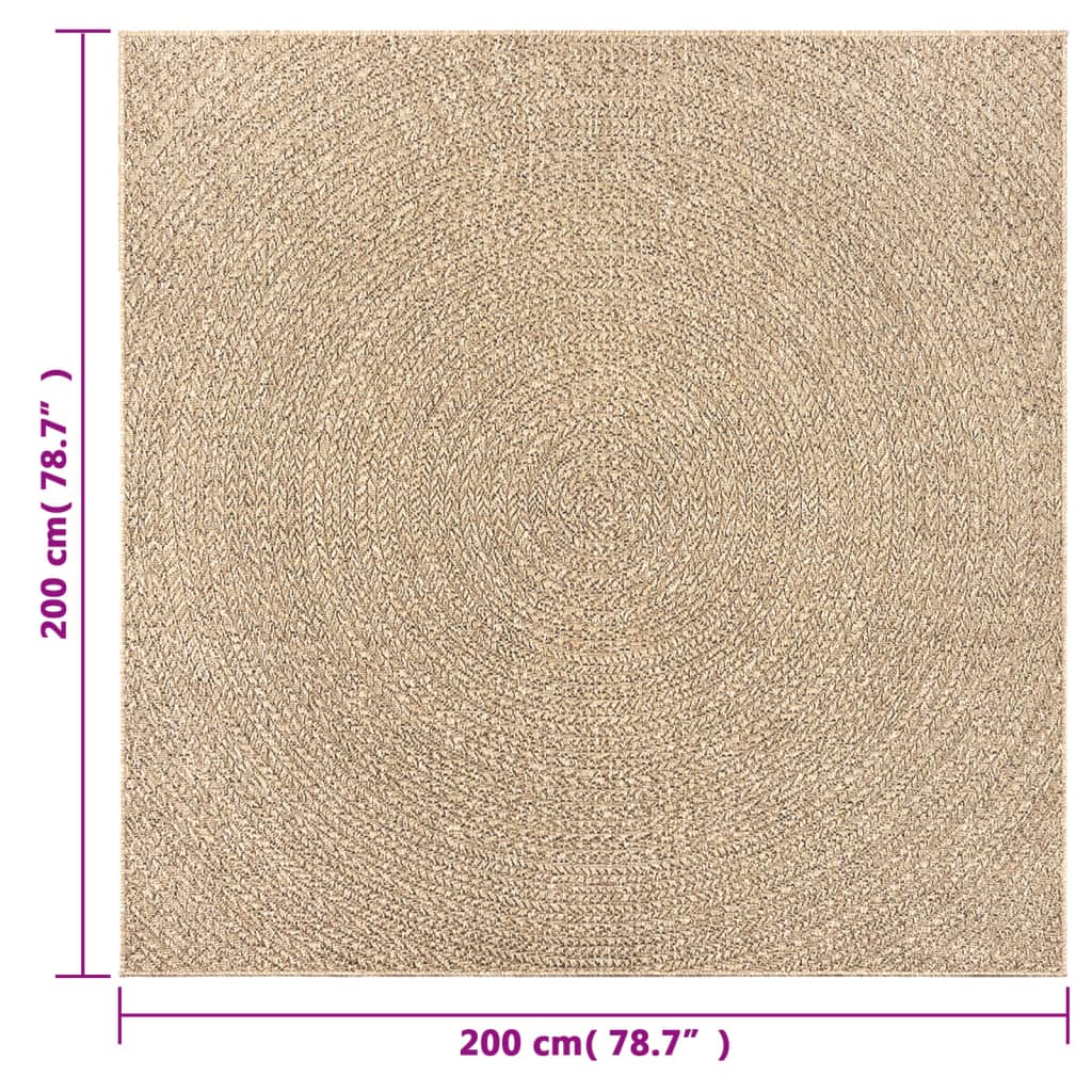 Teppe ZIZUR 200x200 cm jute-utseende innendørs og utendørs