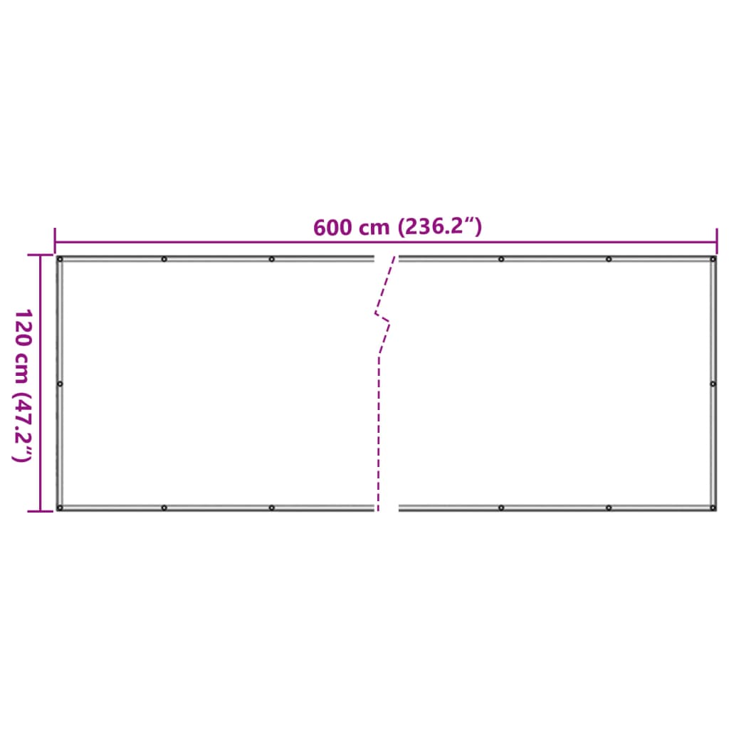 Balkongskjerm kremhvit 600x120 cm PVC
