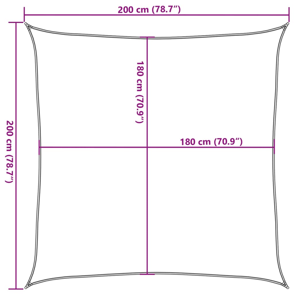 Solseil 160 g/m² firkantet lysegrå 2x2 m HDPE