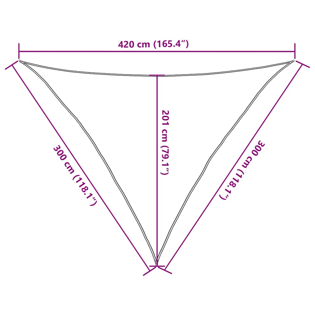 Solseil 160 g/m² trekantet sand 3x3x4,2 m HDPE