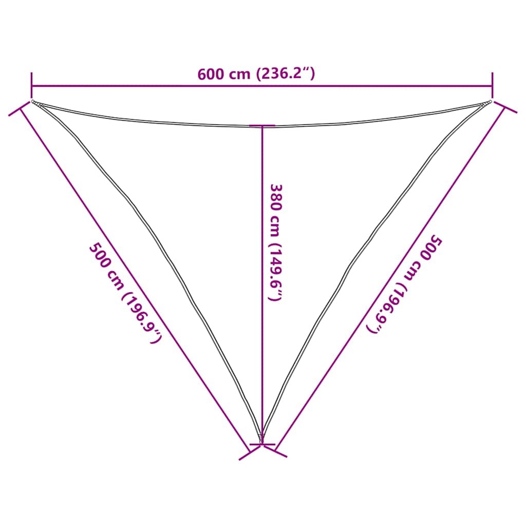 Solseil 160 g/m² trekantet sand 5x5x6 m HDPE