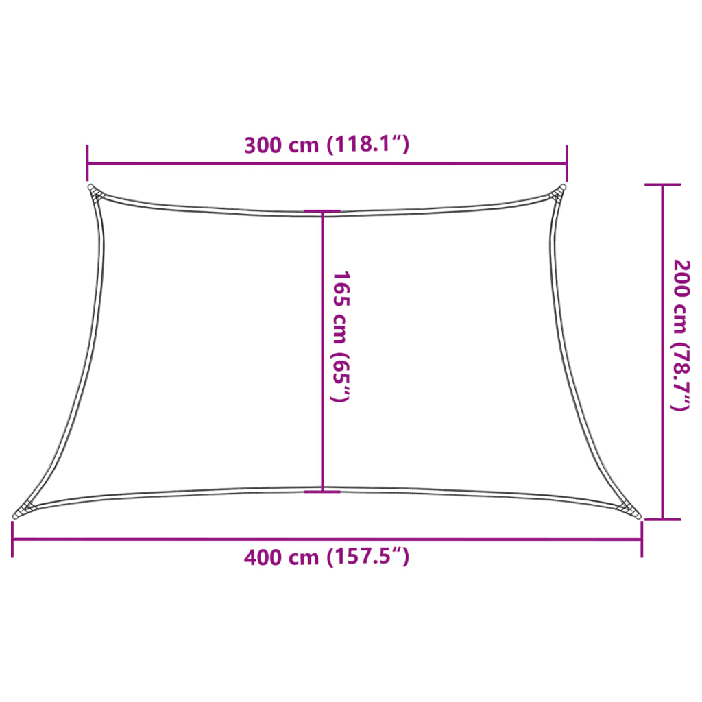 Solseil 160 g/m² trapesformet lysegrå 3/4x2 m HDPE