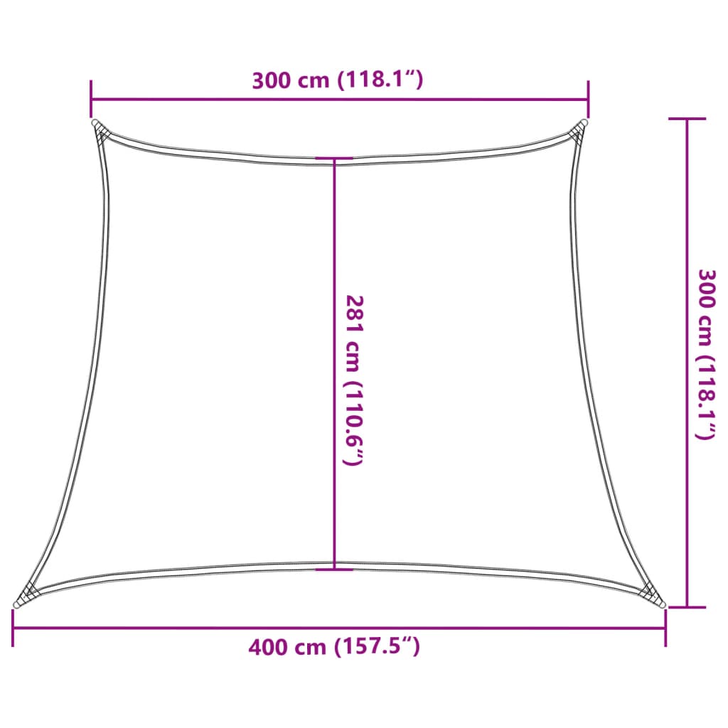 Solseil 160 g/m² trapesformet lysegrå 3/4x3 m HDPE