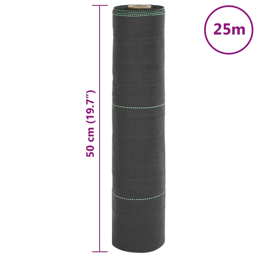 Kontrollmatte for ugress svart 0,5x25 m PP