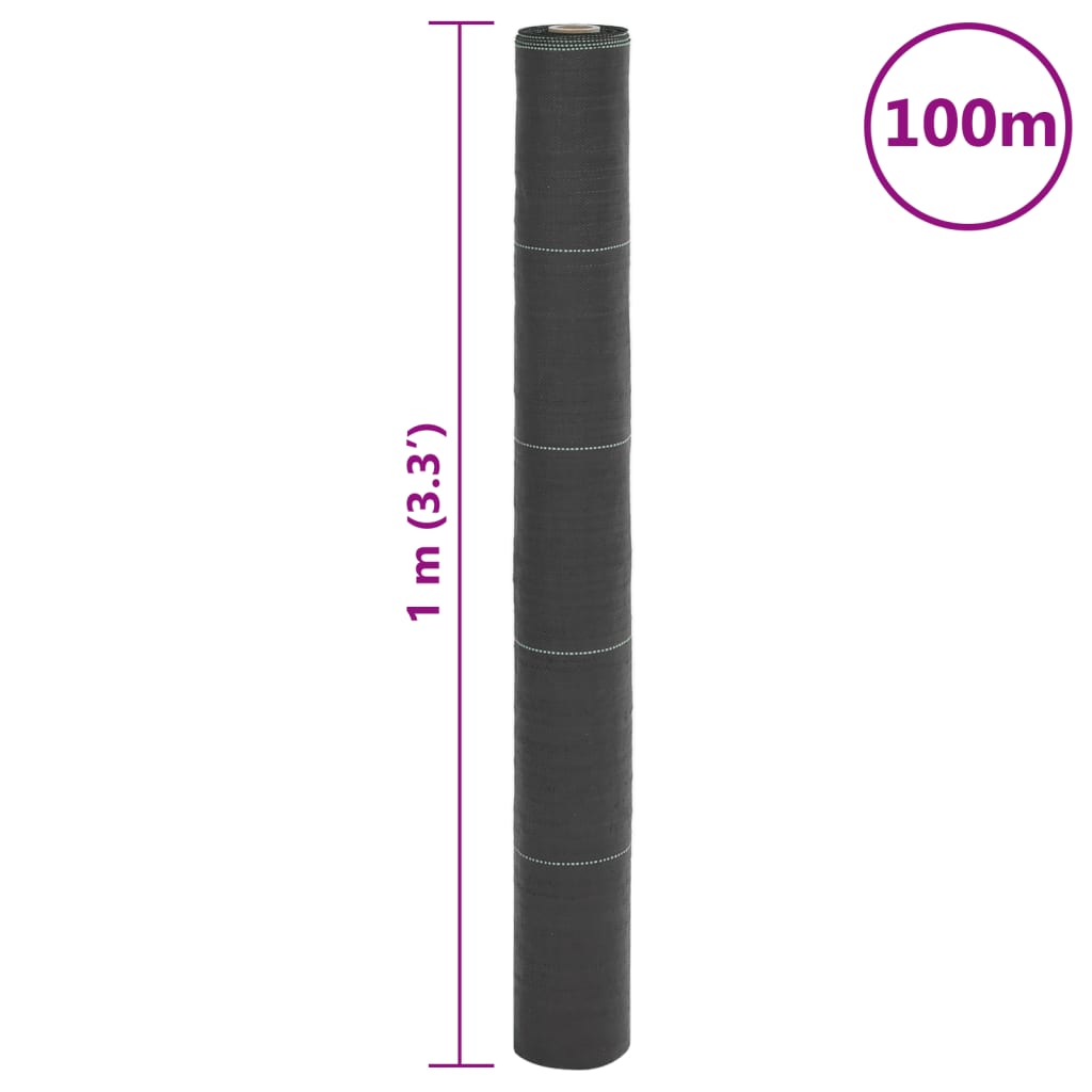 Kontrollmatte for ugress svart 1x100 m PP