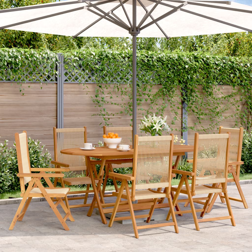 Lenestoler for hage 6 stk beige heltre akasie