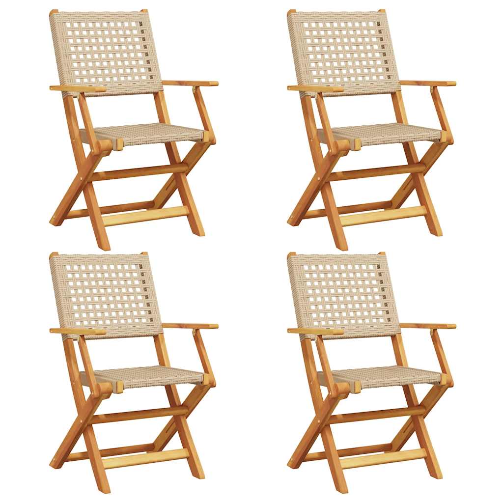 Sammenleggbare hagestoler 4 stk beige polyrotting og heltre