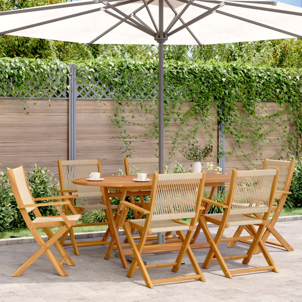 Sammenleggbare hagestoler 6 stk beige heltre akasie