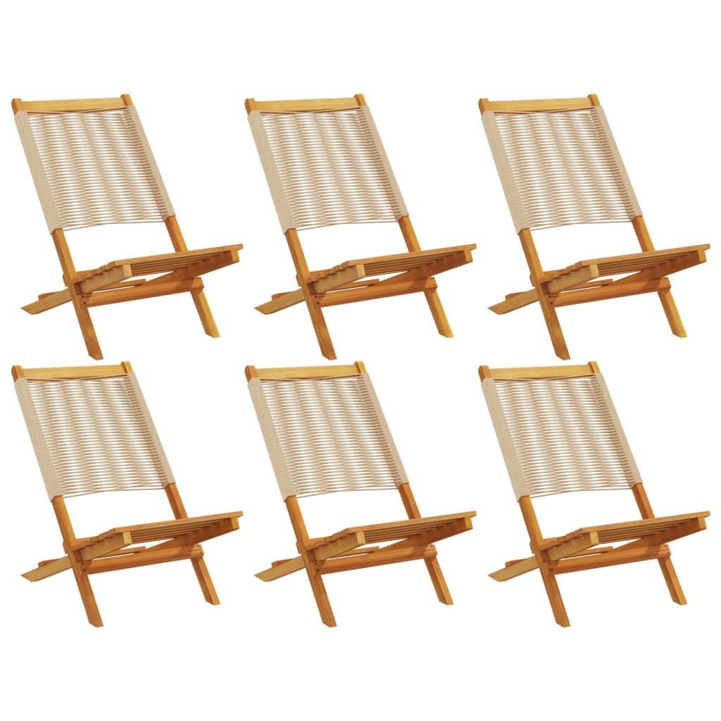 Sammenleggbare hagestoler 6 stk beige heltre akasie