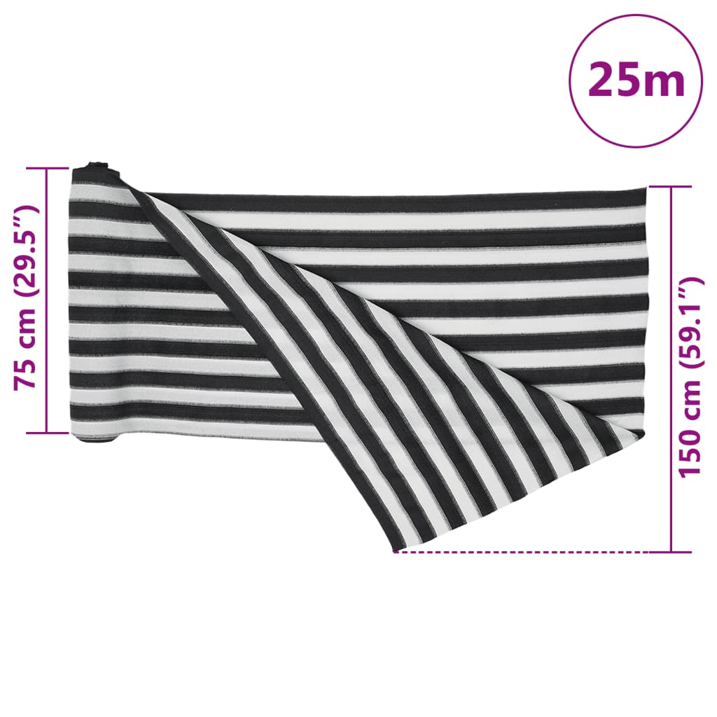 Skjermnett antrasitt og hvit 1,5x25 m HDPE 150 g/m²