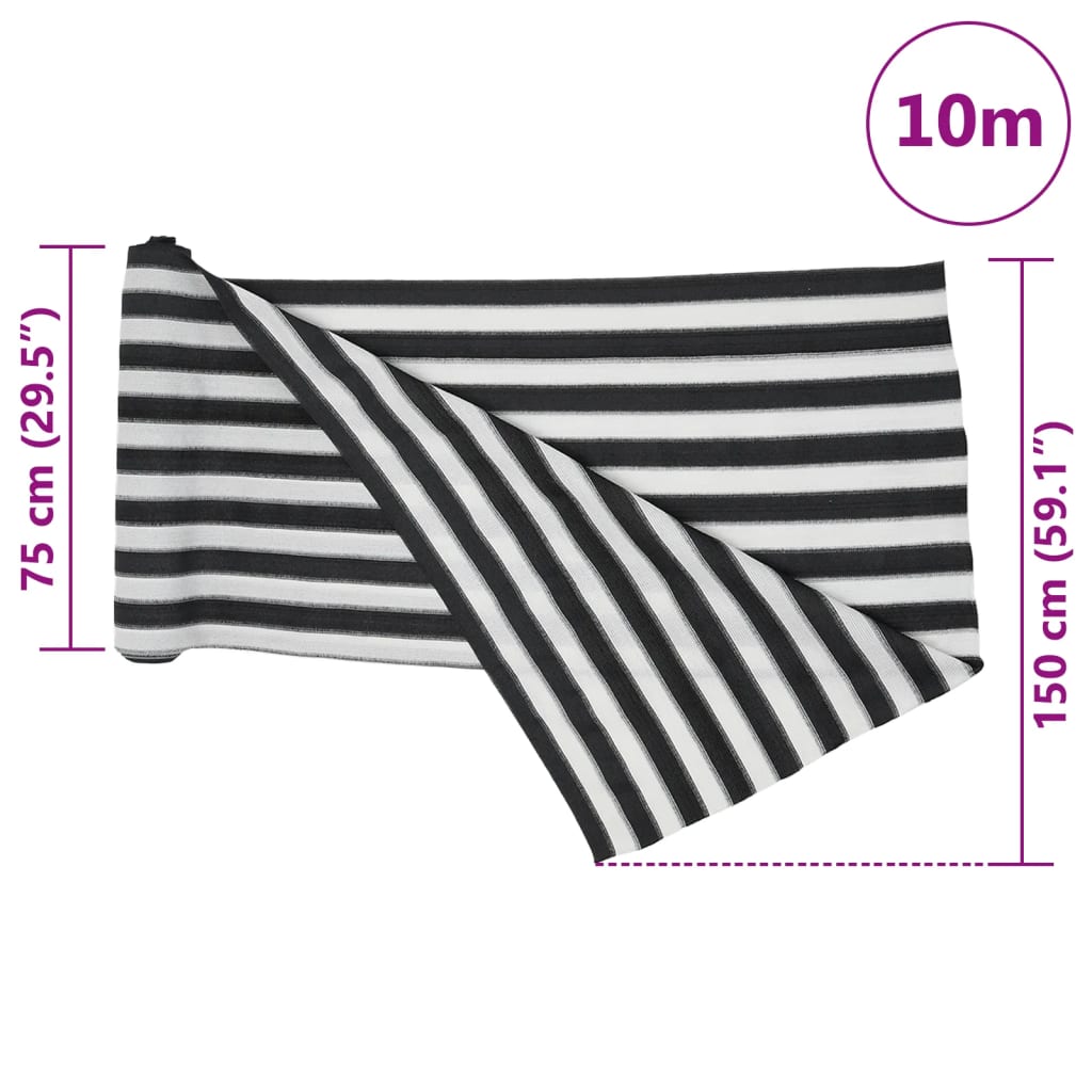 Skjermnett antrasitt og hvit 1,5x10 m HDPE 195 g/m²