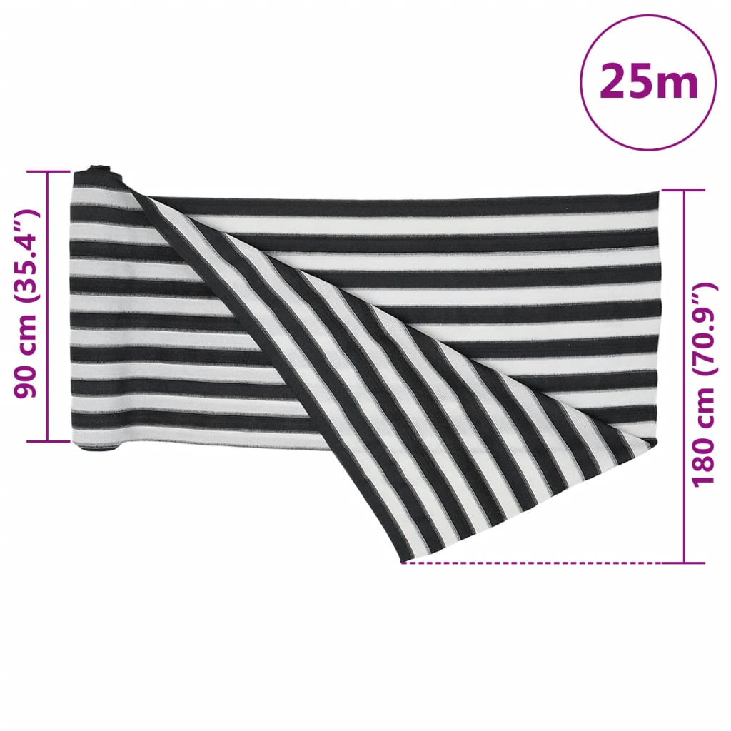 Skjermnett antrasitt og hvit 1,8x25 m HDPE 195 g/m²