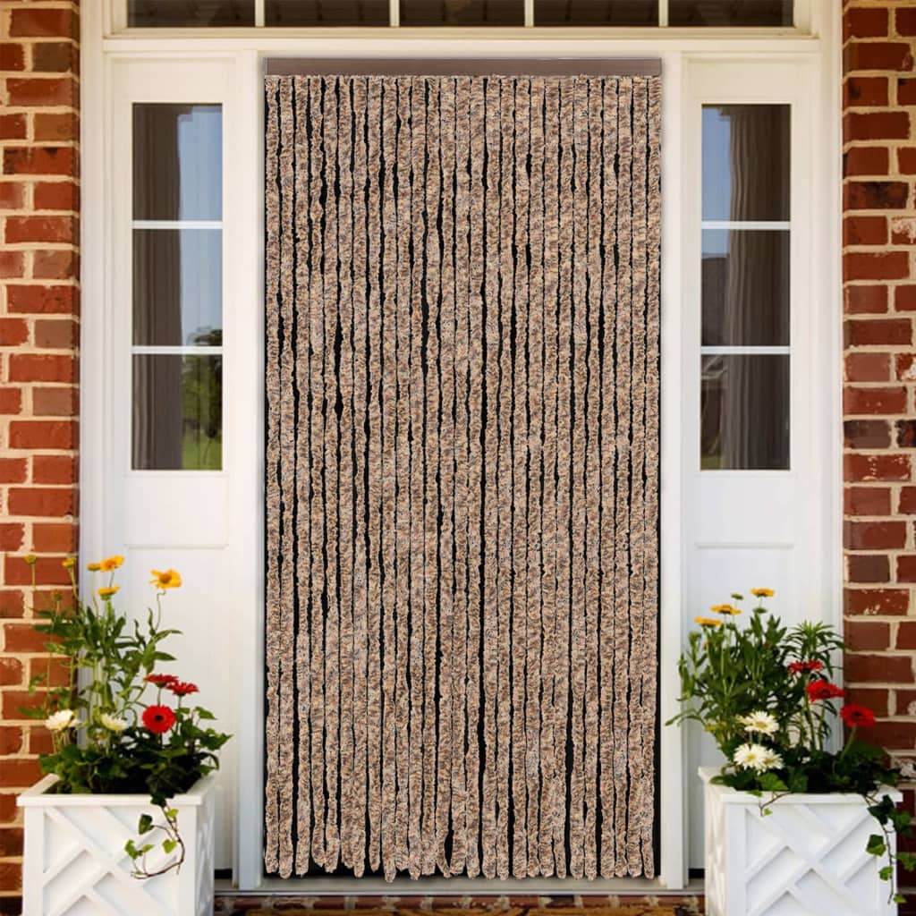 Fluegardin beige og mørkebrun 118x220 cm chenille