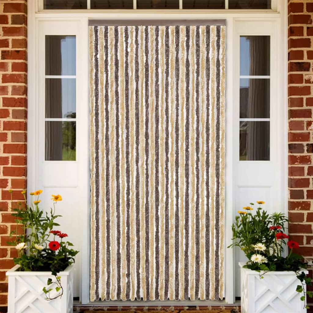 Fluegardin mørkebrun og beige 118x220 cm chenille