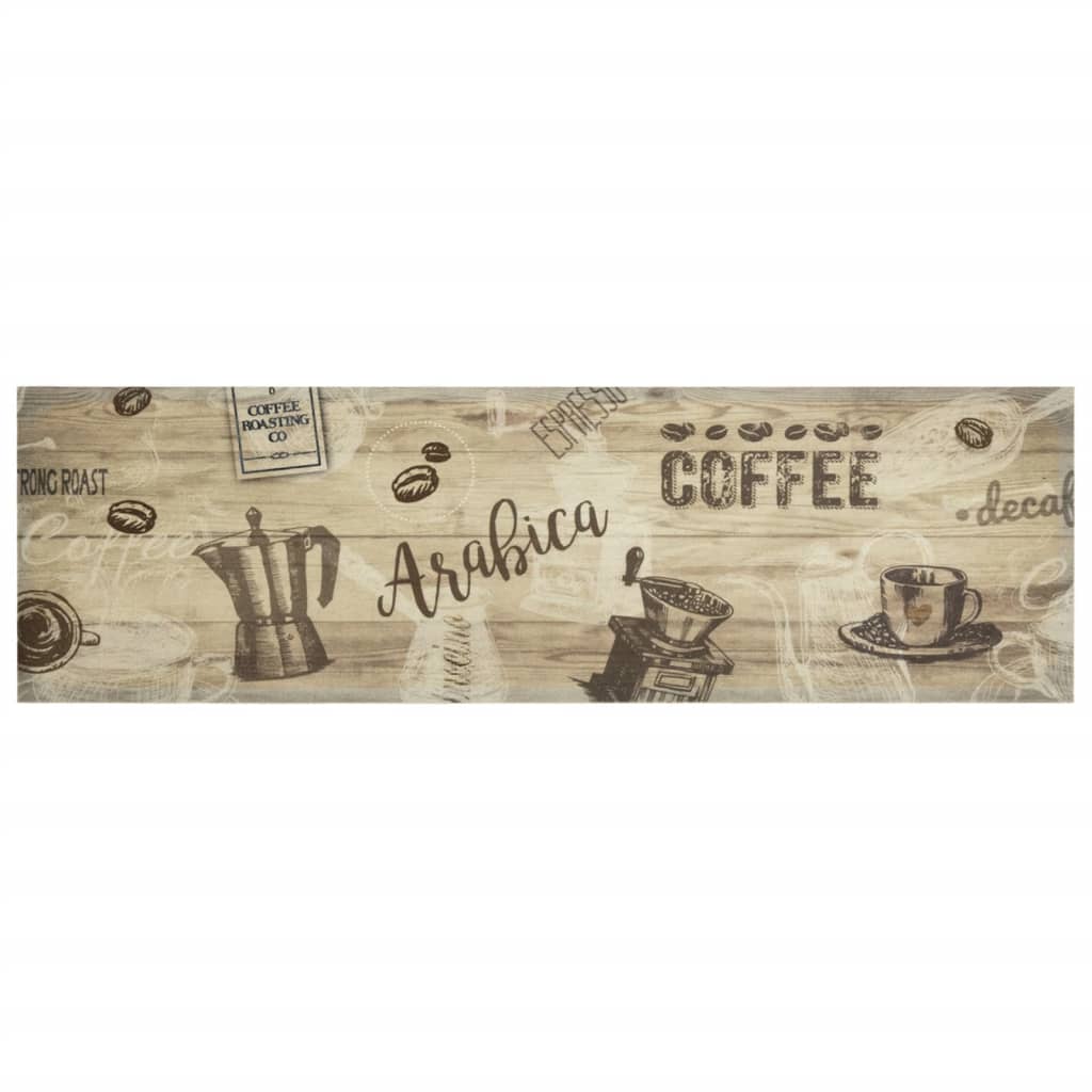 Kjøkkenteppe vaskbar Coffee brun 45x150 cm fløyel