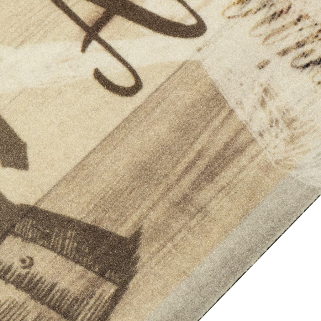 Kjøkkenteppe vaskbar Coffee brun 60x300 cm fløyel