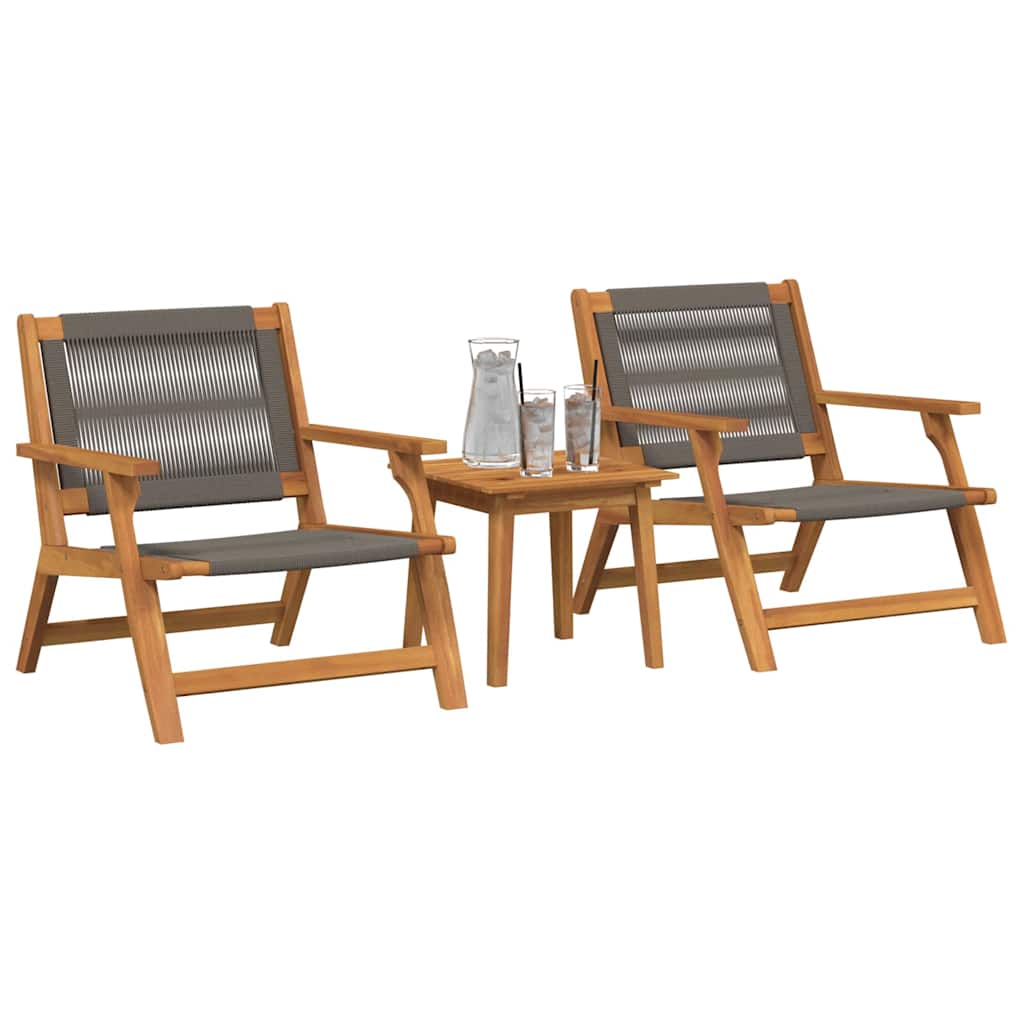 Hage Stoler med Bord 3 pcs Grå Solid akasietre