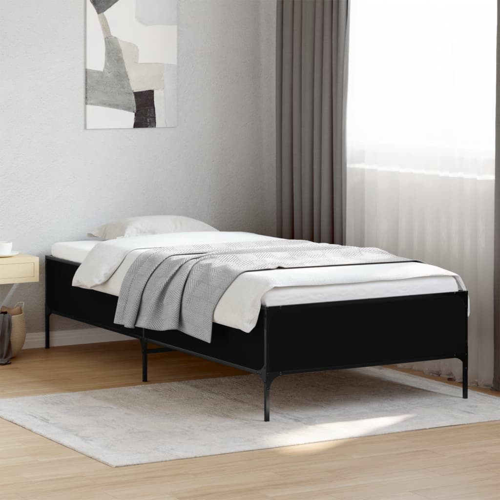 Sengeramme svart 90x200 cm konstruert tre og metall