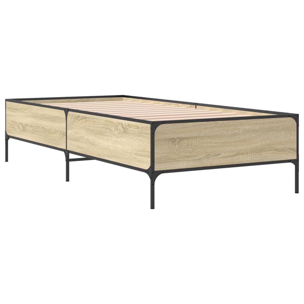 Sengeramme sonoma eik 90x200 cm konstruert tre og metall