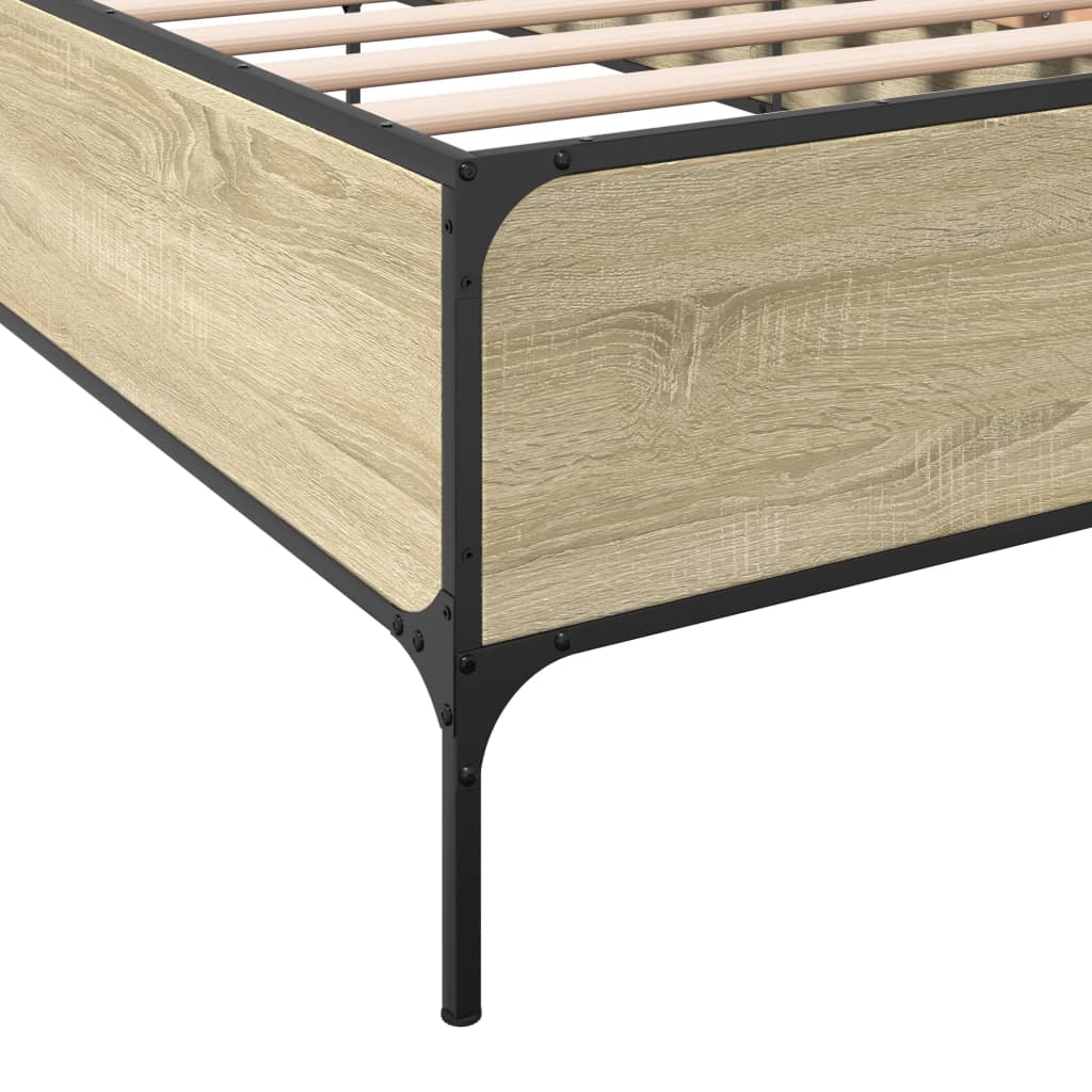 Sengeramme sonoma eik 90x200 cm konstruert tre og metall